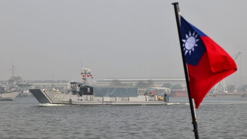 Taiwan ship and flag