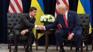 Ukraine President Volodymyr Zelensky, left, and President Trump