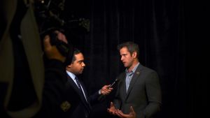 U.S. Representative Adam Kinzinger is interviewed during the 2017 "Congress of Tomorrow" Joint Republican Issues Conference in Philadelphia, Pennsylvania