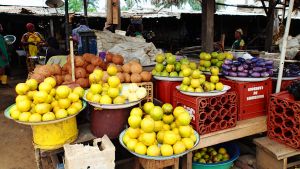 A fruit stand at Makenene market in Cameroon