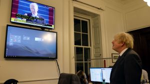 Prime Minister Boris Johnson watching President Joe Biden's Inauguration
