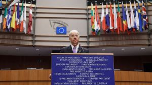 President Biden addressing the European Parliament in Brussels