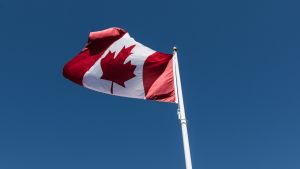 The Canadian and American flags