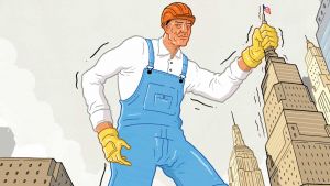 An illustration of a main in overalls wearing a hardhat