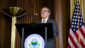 EPA administrator Andrew Wheeler speaks during a media availability at the Environmental Protection Agency, Wednesday, June 19, 2019, in Washington.