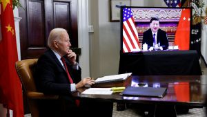 President Biden meets with President Xi Jinping over TV screen