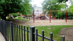 A playground in the summer in Corktown, Detroit. 