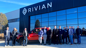 A German trade delegation exploring electric vehicles and charging infrastructure visited EV manufacturer Rivian Automotive in Normal, Illinois, in early December.