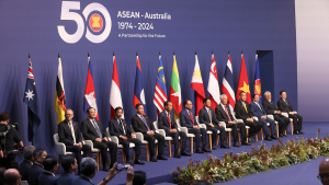 Members of ASEAN pose for a photo during the ASEAN-Australia Special Summit in Melbourne on March 5, 2024.