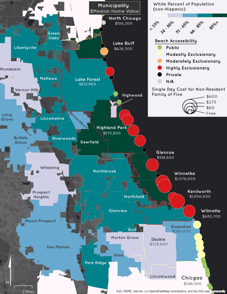 Map showing North Shore restrictive policies