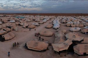 Tents in a refugee camp in Za'atari, Jordan