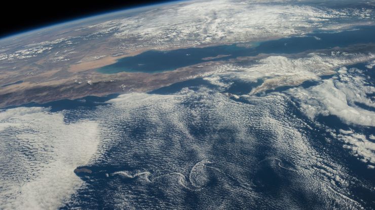 View of clouds on Earth from space. 