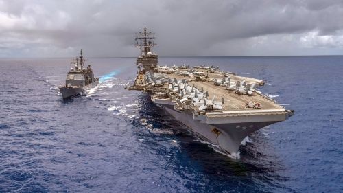 Navy's aircraft carrier, Ronald Reagan in the Philippine Sea