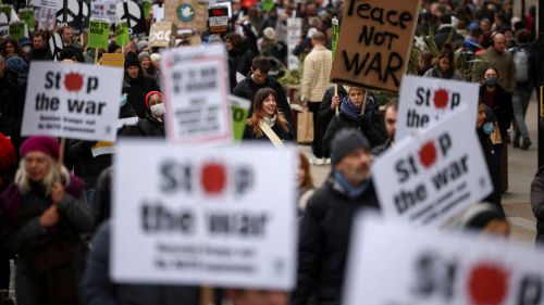 Protests in London on March 6, 2022 against the Russian invasion of Ukraine.