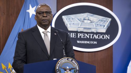US Secretary of Defense Lloyd Austin speaks at the Pentagon