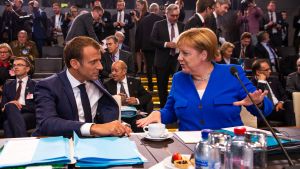 Emmanuel Macron, left and Angela Merkel