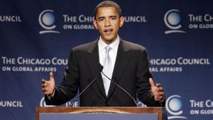President Barack Obama (then US Senator) speaks at the Council in 2006.