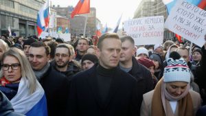 Alexei Navalny at a 2020 protest against amendments to the Russian constitution.