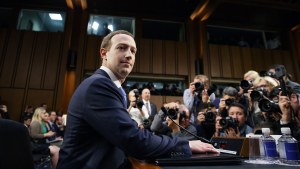 Mark Zuckerberg arrives to testify before a joint hearing of the Commerce and Judiciary Committees on Capitol Hill