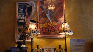 Vintage horror posters decorate the Music Box Theatre lobby.